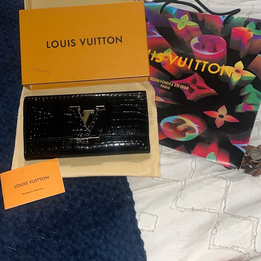 Louis Vuitton Black Croc-Embossed Wallet